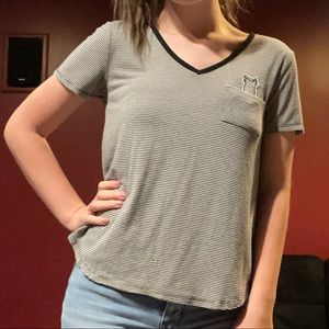 Black and White Cat Stripe Tee